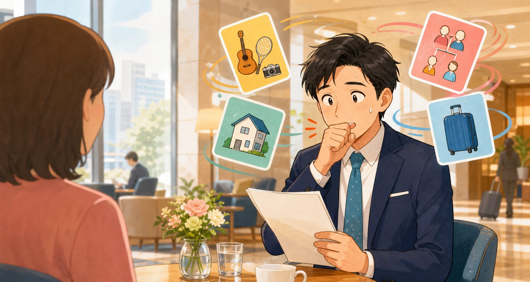 連続お見合いでプロフィール情報が混ざりそうになる男性