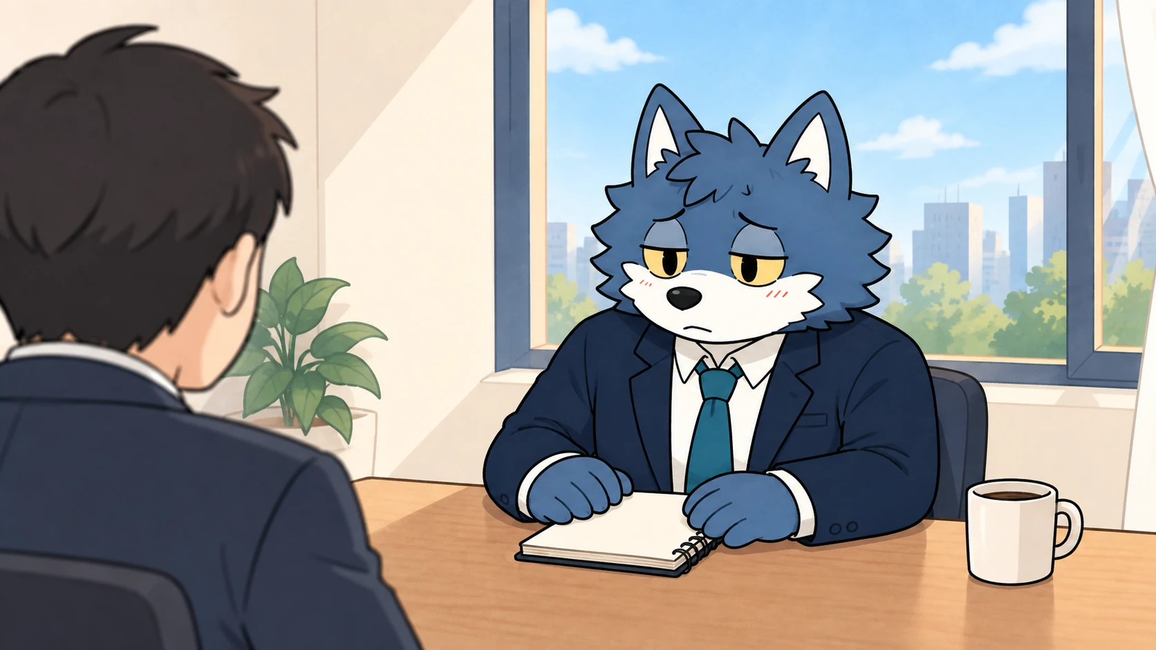 説明をいったん止めて相手の疑問を聞くウルフくん