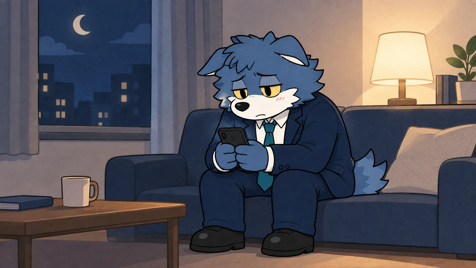 夜に掲示板の悪評を読み続けて疲れたウルフくん