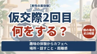 仮交際2回目のデートで趣味の体験とカフェの会話を楽しむウルフくん