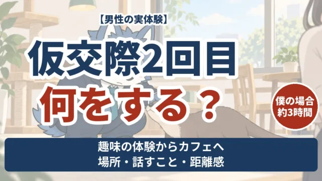 仮交際2回目のデートで趣味の体験とカフェの会話を楽しむウルフくん