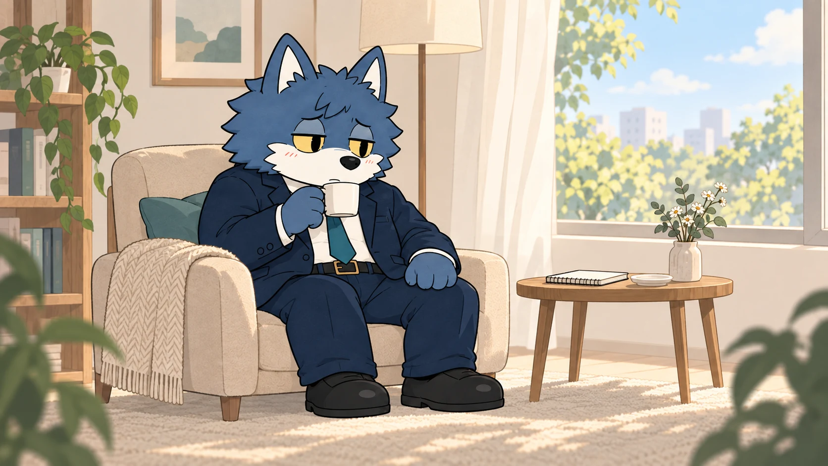デート後にお互いの会話や気持ちを静かに振り返るウルフくん