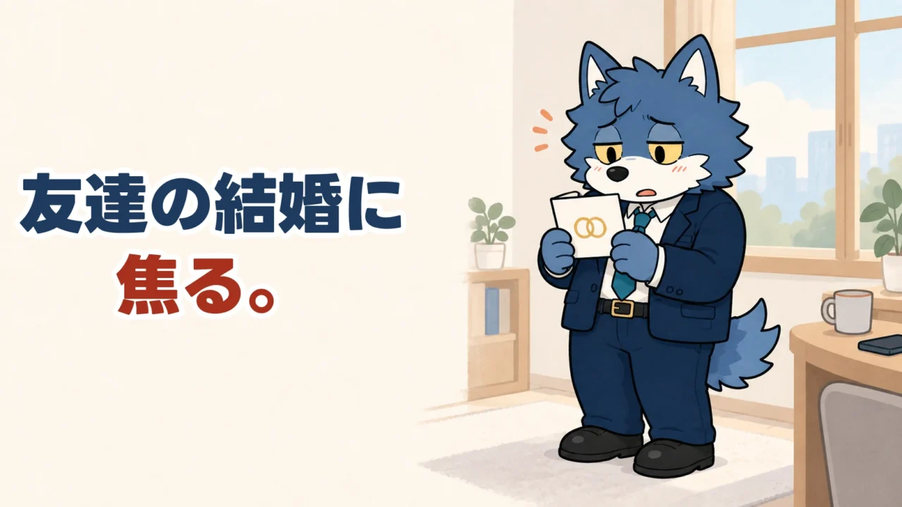 友達の結婚に焦る。結婚報告を手に戸惑うウルフくん