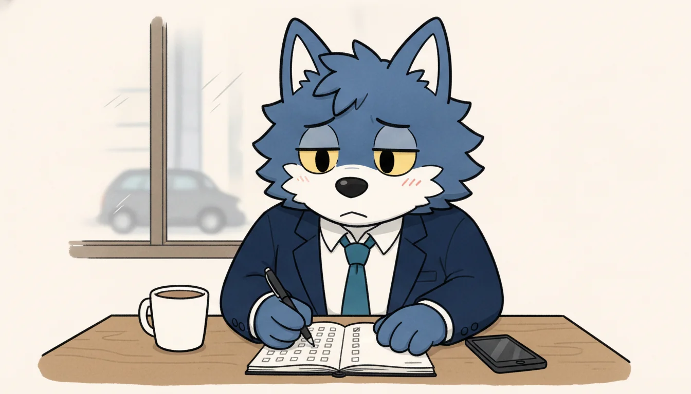 真剣交際に入る前に確認する項目をノートに書き出すウルフくん
