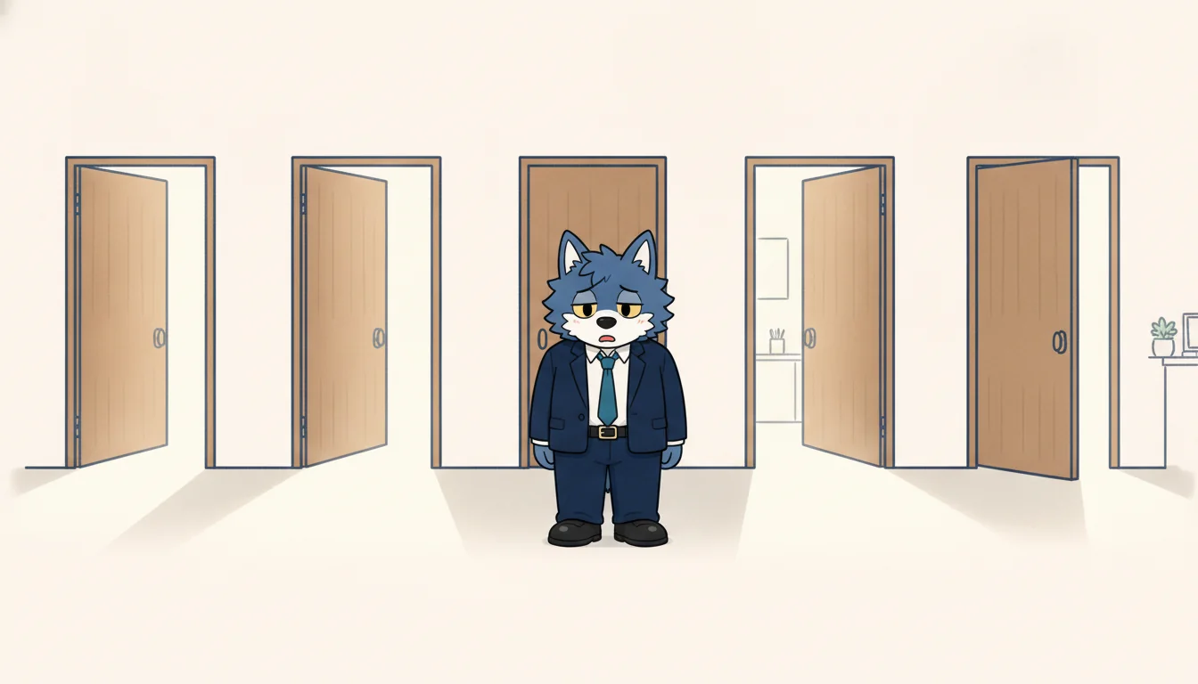 真剣交際に進んだ5組のうち1組ほどが破局するという確率を扉で表した図