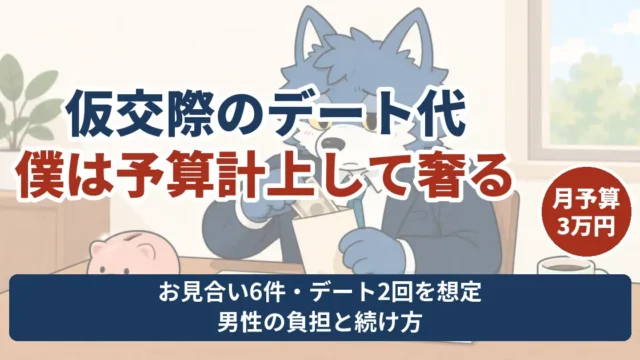 仮交際のデート代について、予算と月の負担を考えるウルフくん