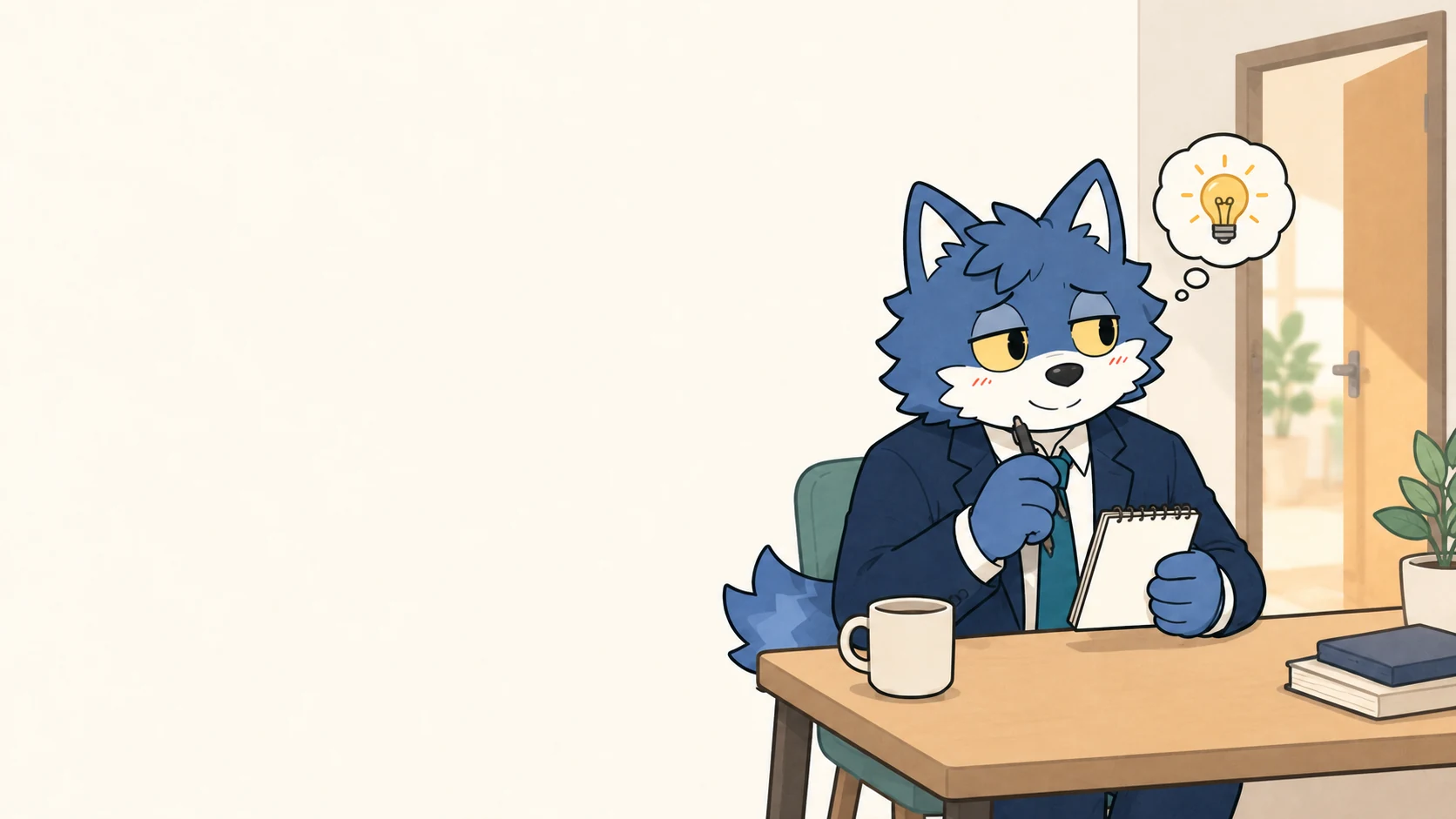自分が相談したいことを一つメモするウルフくん